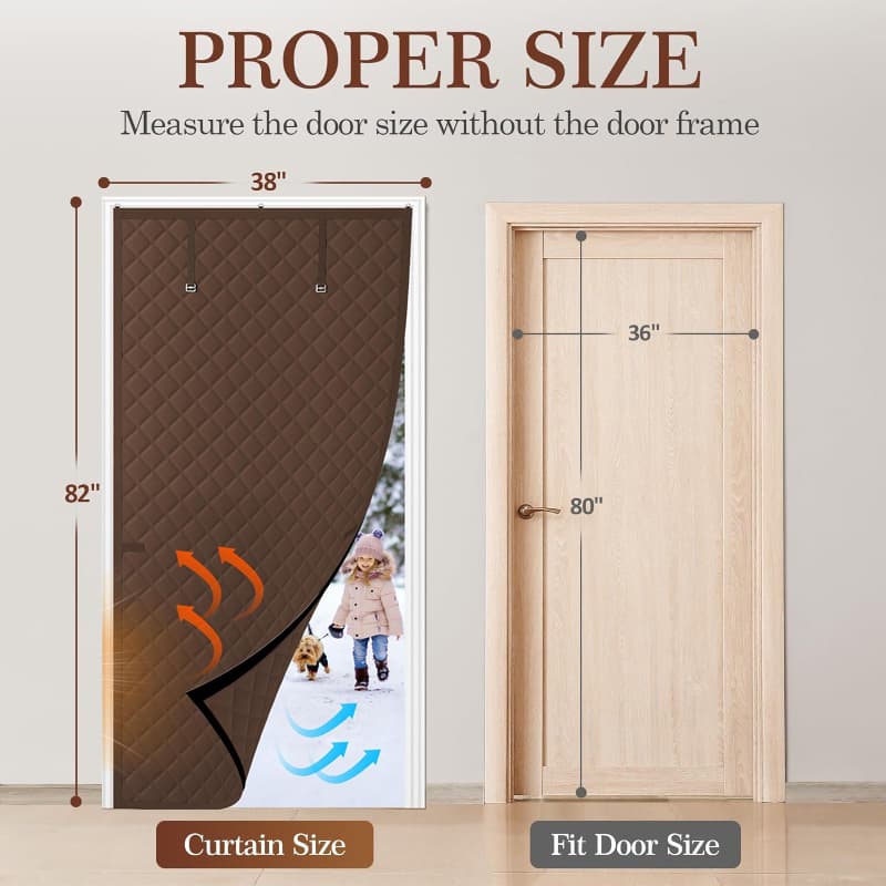 Thick Oxford Cloth Diamond Grid Magnetic Thermal Insulated Door Curtain, Wind Cold Barrier Foldable Roll Up Door Drape With Storage Buckle, Punch-resistant Energy Saving Insulation Door Screen For Hou