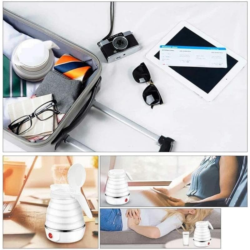 600ML Collapsible Travel Electric Water Kettle Folding Camping Caravan Silicone