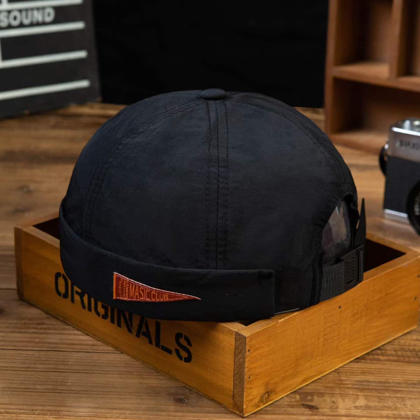 Japanese-style Quick-drying Breathable Fabric Triangular Logo Master Cap With Rolled Brim And Soft Top Without Brim - Hip-hop Hat