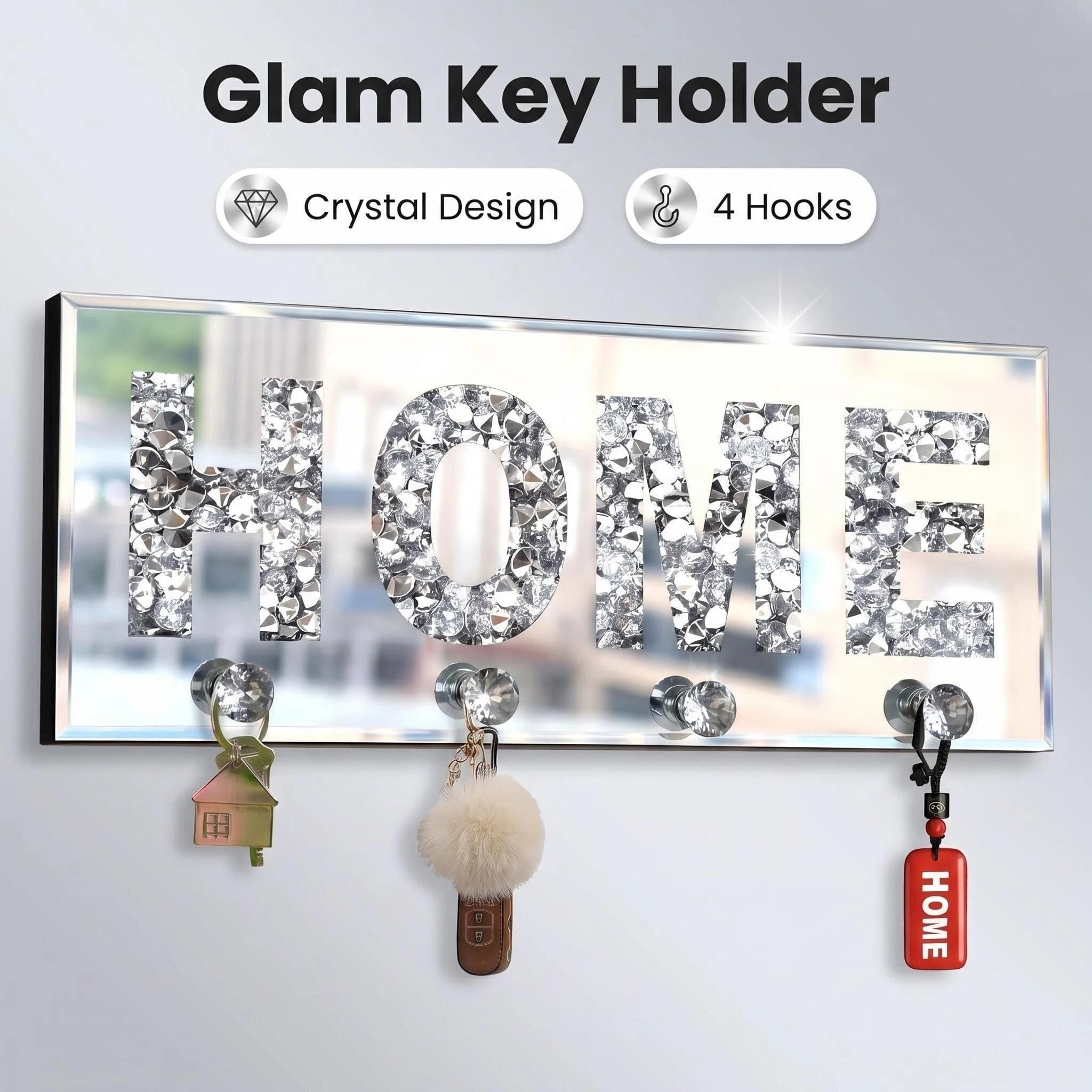 Crush Diamond Mirrored HOME Letter Plaque Sign For Wall Decor