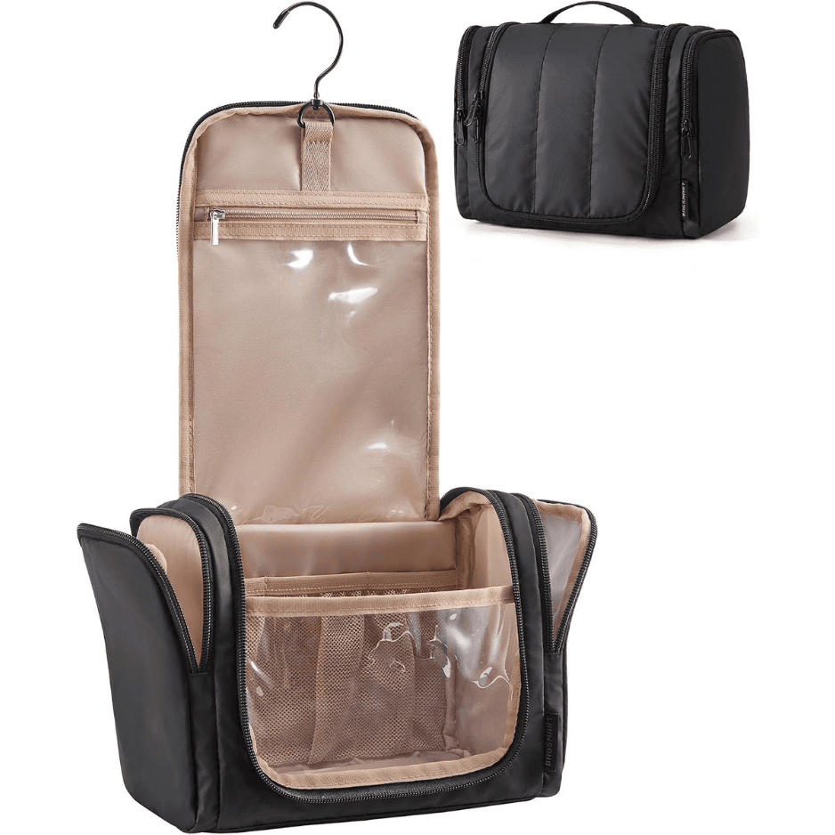 Travel Toiletry Bag For Women, Puffy Hanging Toiletry Bag With Hook, Water-resistant Toiletry Organizer For Full Sized Toiletries Black