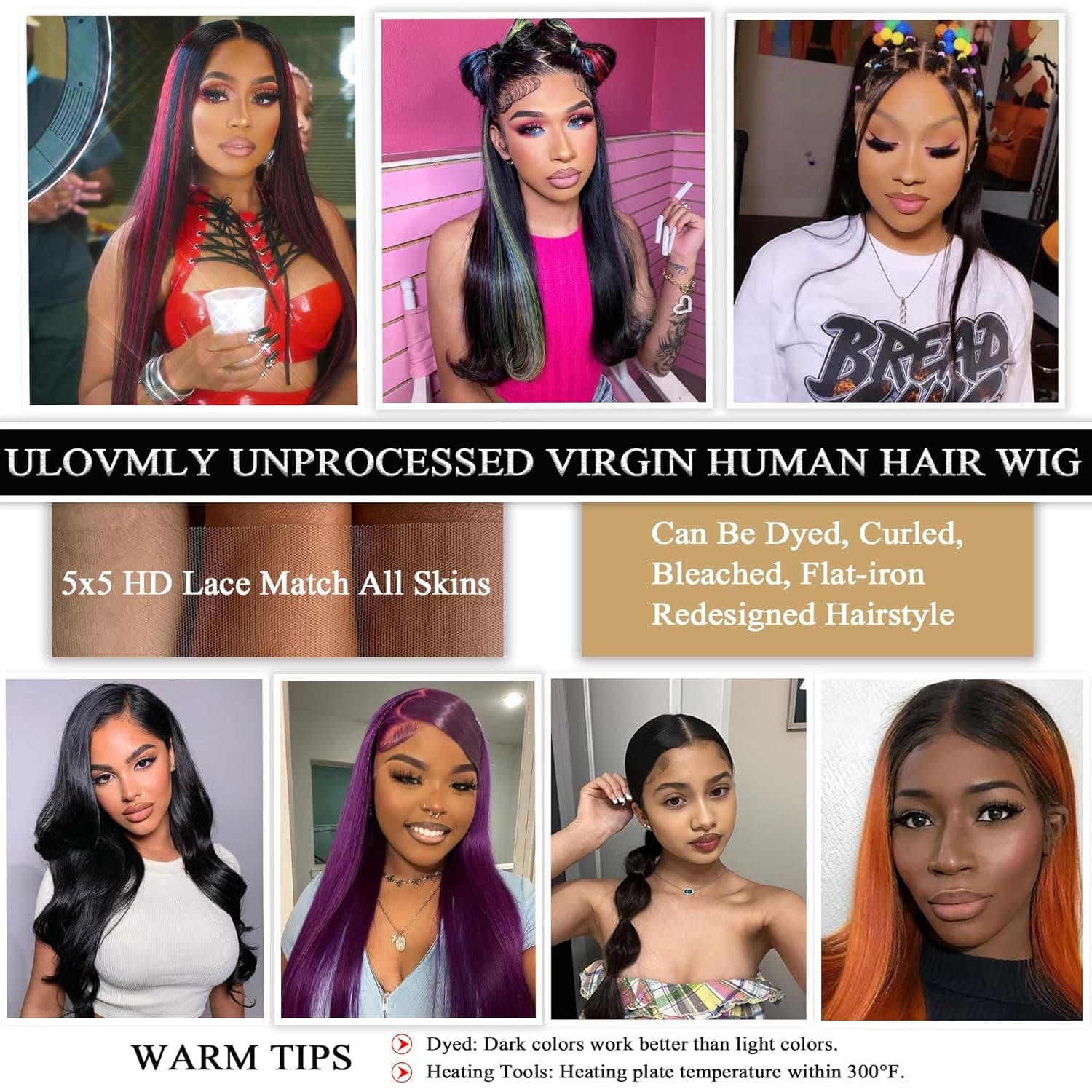 5x5 Lace Straight Human Hair Wig, Natural Color, Density