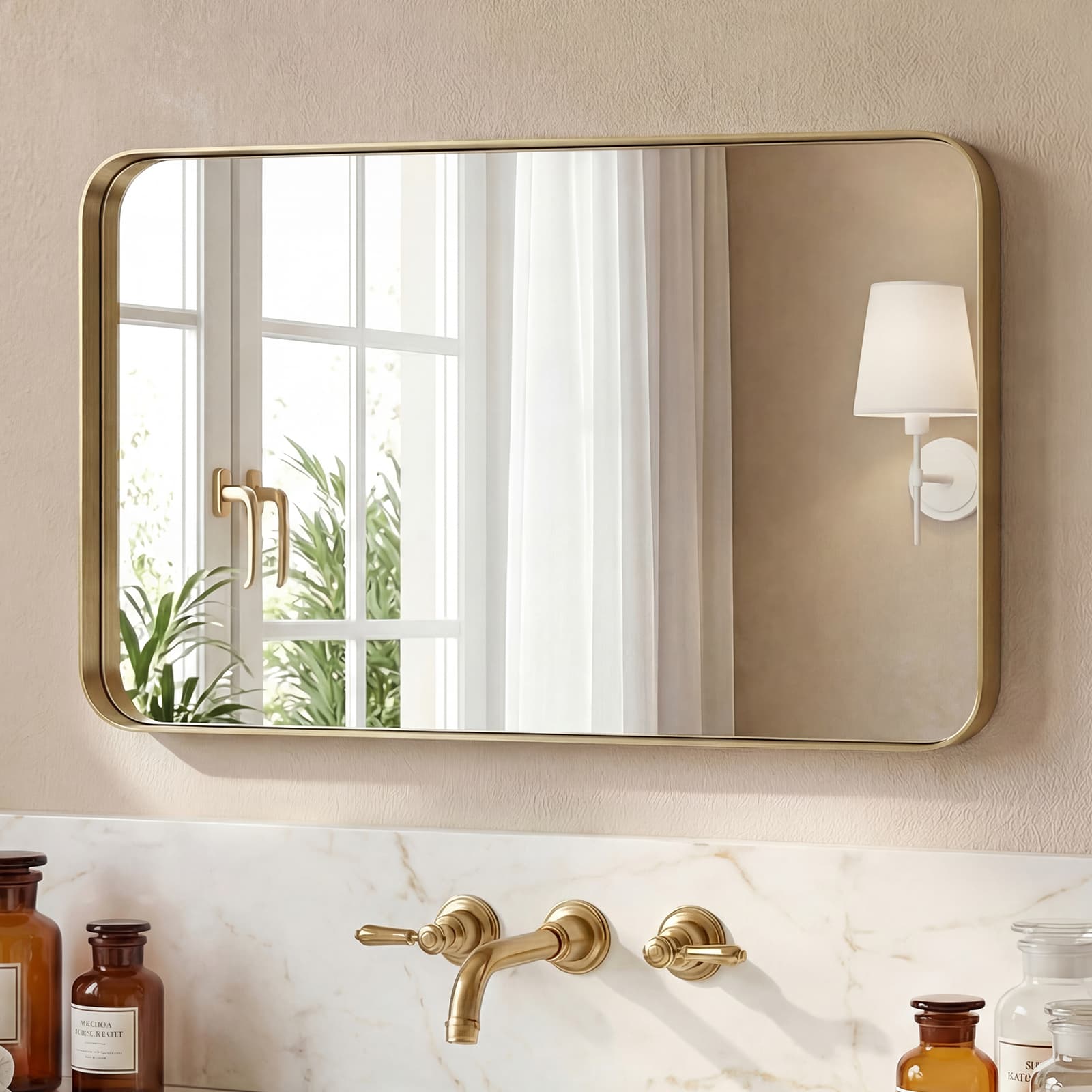 Wall Mirror With Rectangular Metal Frame