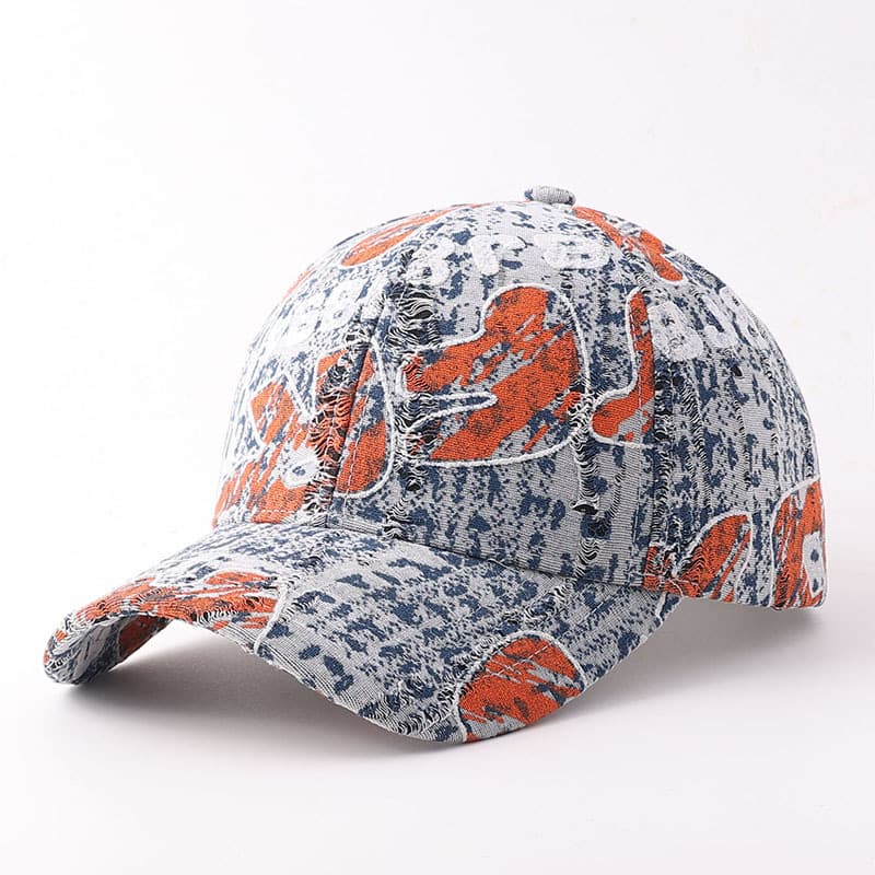 Spring And Autumn Fringed Jacquard Vintage Baseball Cap With Graffiti And Tear-shaped Holes - Hip And Trendy, Perfect For All Occasions