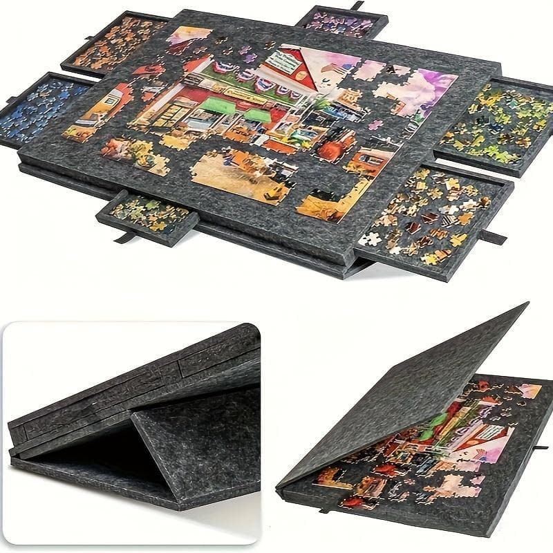 Foldable Puzzle Table With Sorting System Portable Puzzle Organizer For Adults Featuring A Built-in Stand And Protective Cover Spacious Family Game Board Gift For Puzzle Enthusiasts