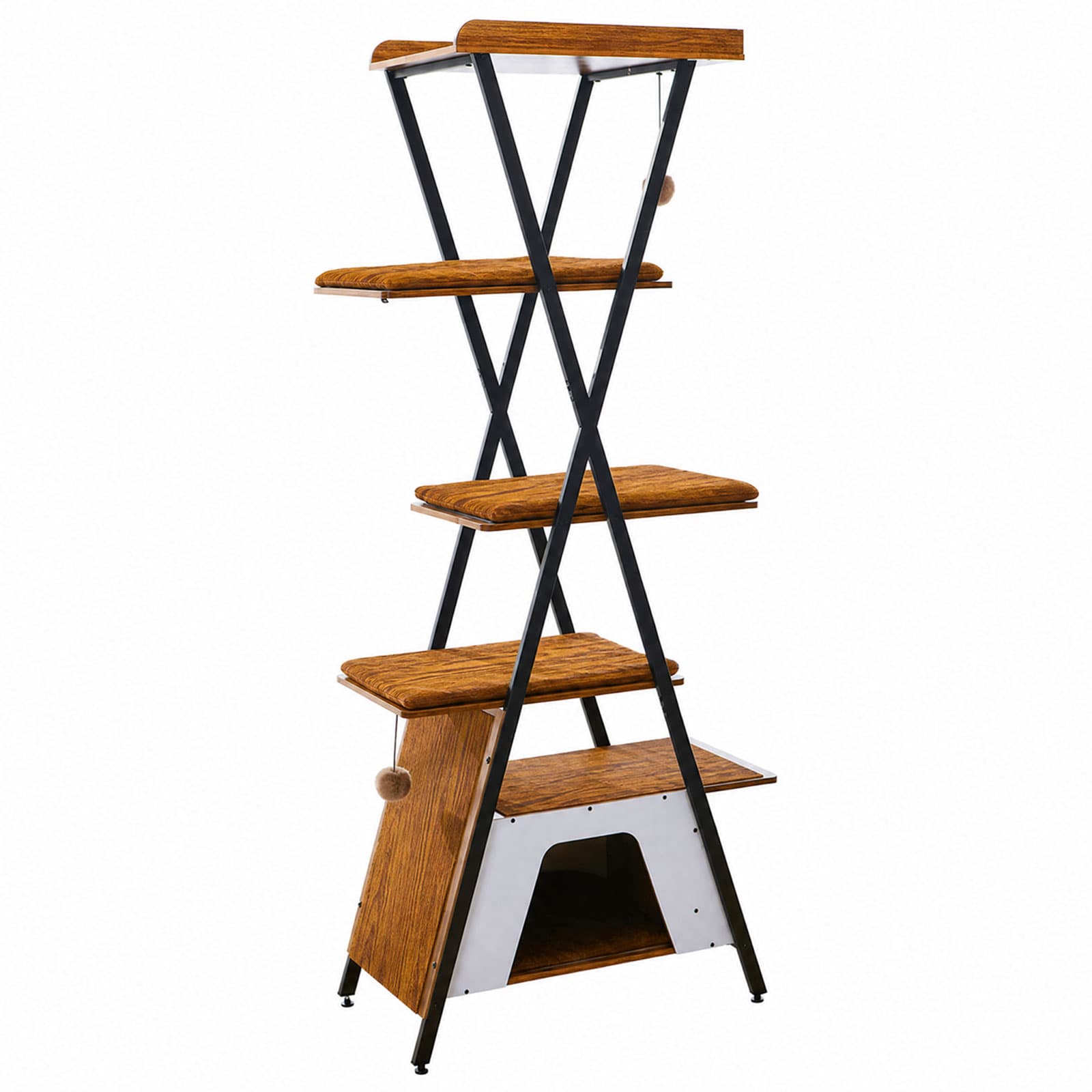 73in Modern Cat Tower For Indoor Cats - Multi-Level Cat Tree With Scratching Posts, Caves, Large Perch & Removable Pads - Wooden Cat Furniture