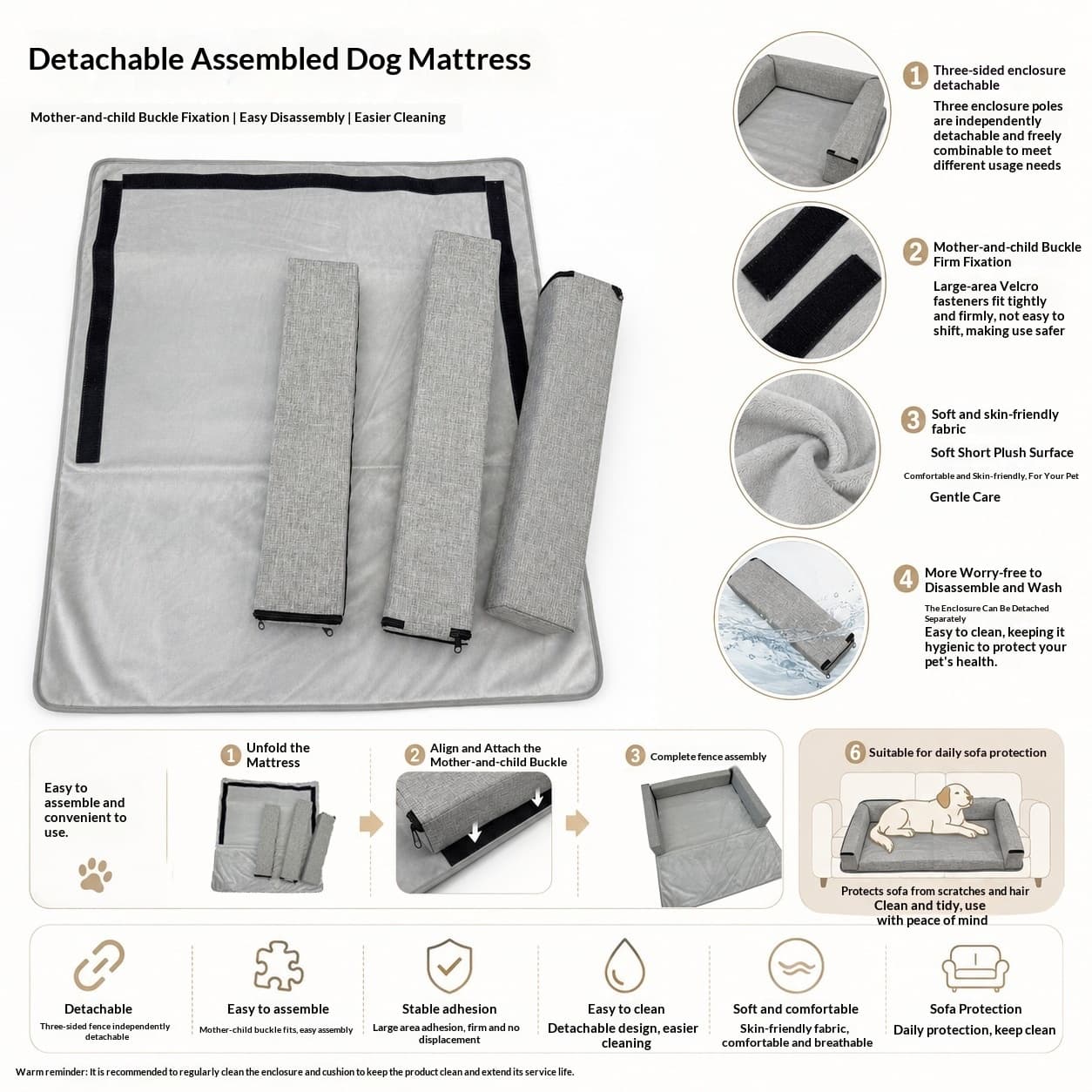 New Pet Sofa Mattress Detachable Design Easy To Clean Soft And Comfortable Skin-friendly Three Sides Surrounded By Pet Supplies
