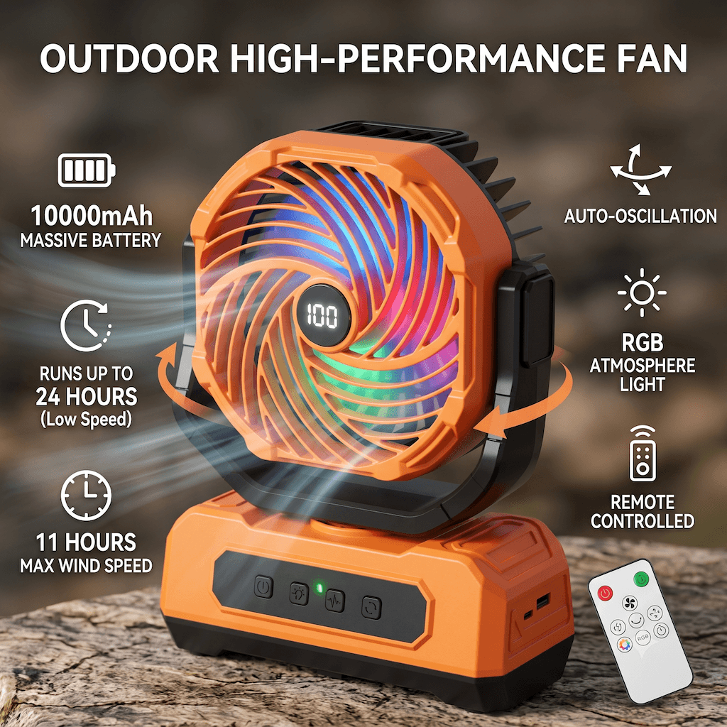 High Wind Power REG Light Portable Rechargeable Fan