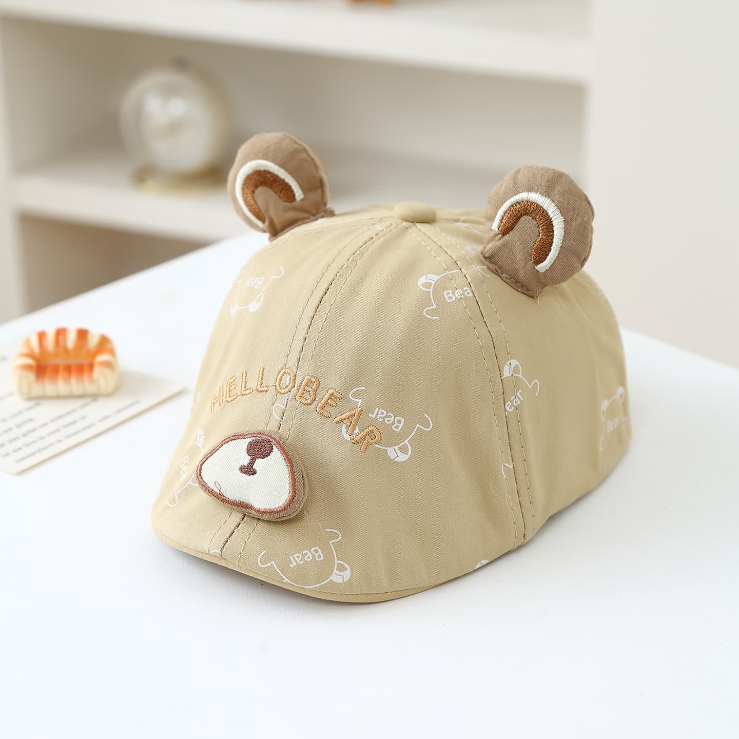 Summer Children's Printed Bear Embroidered Letter Versatile And Fashionable Outdoor Cap For Babies - Baby Outdoor Cartoon Beret