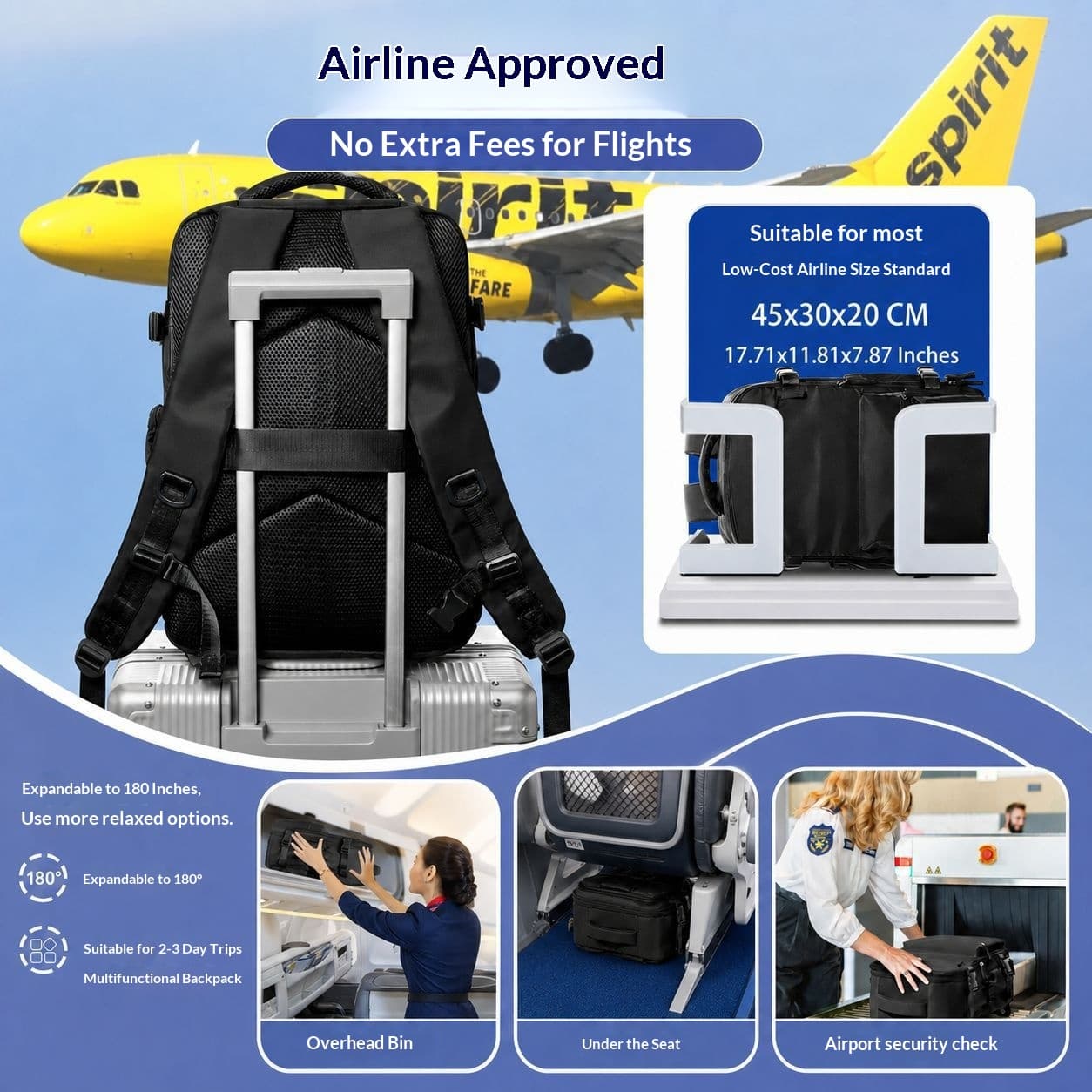 Vacuum Compression Travel Bag, Budget Airline Boarding Bag, 16 Inch Computer Storage, Large Capacity, Lightweight
