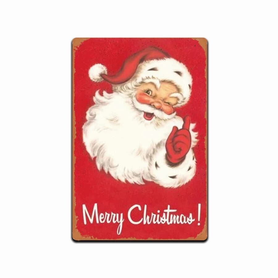 SANTA CLAUS TIN SIGN 1950 VINTAGE REPLICA HOLIDAY CHRISTMAS METAL POSTER