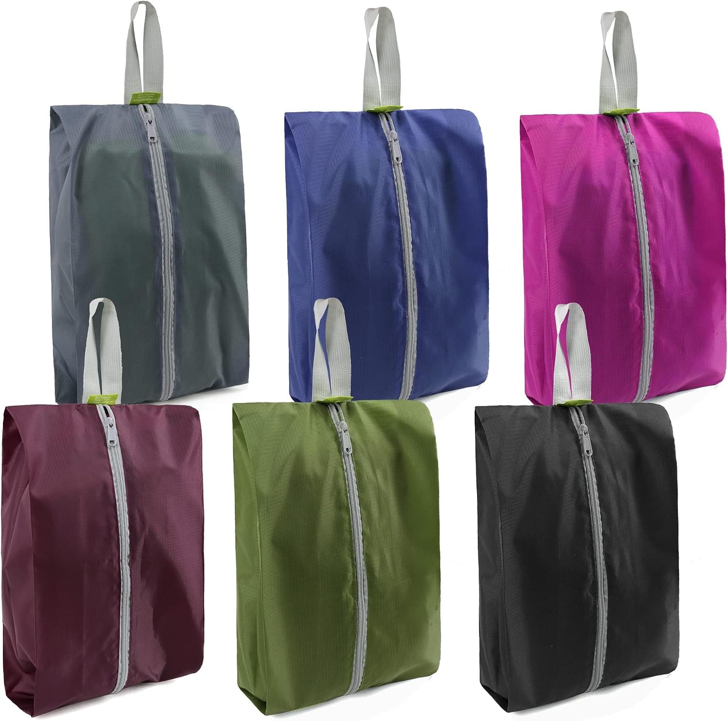 Travel Shoe Organizer Bags 6 PCS, Zipper Closure Portable Shoe Storage Bags With Handles, Colorful Nylon For Men And Women