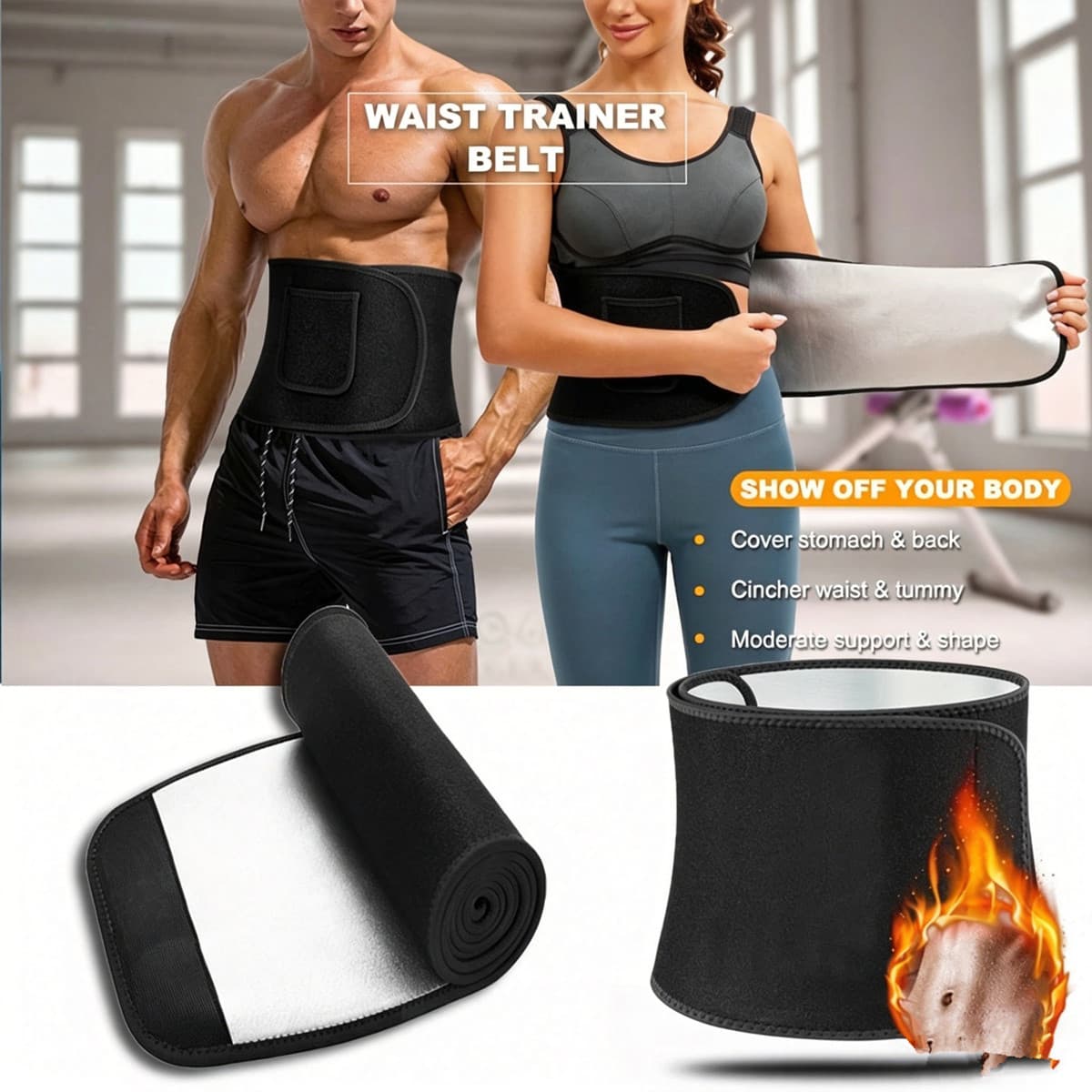 Slimming Waist Trimmer Belt - Tummy Reducer & Fat Burner Wrap For Weight Loss