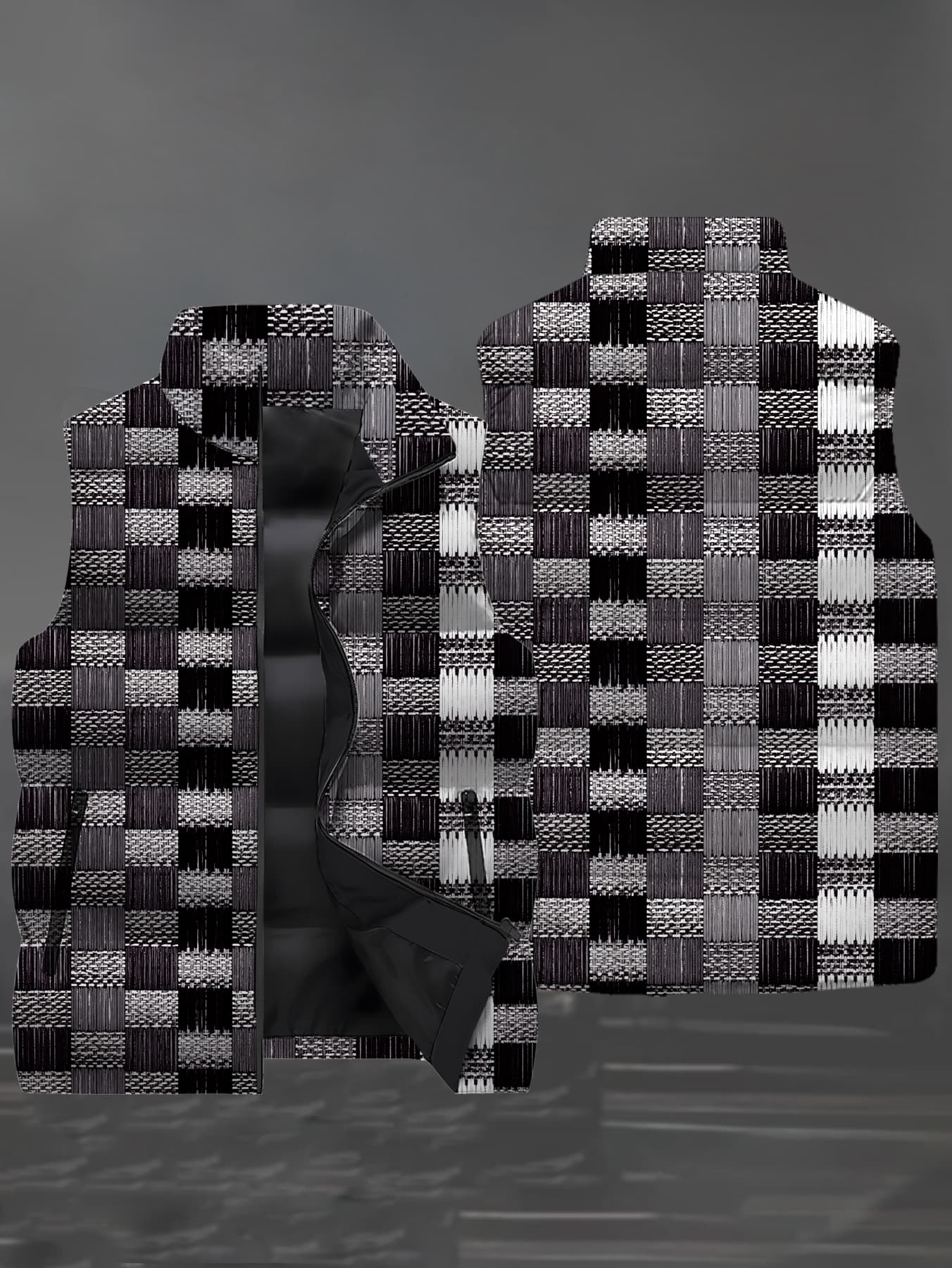 Men's 3D All Over Print Puffer Vest Van Gogh Style Koi Fish Oil Painting Sleeveless Waistcoat Stand Collar Winter Warm Casual Outerwear Customizable Pattern