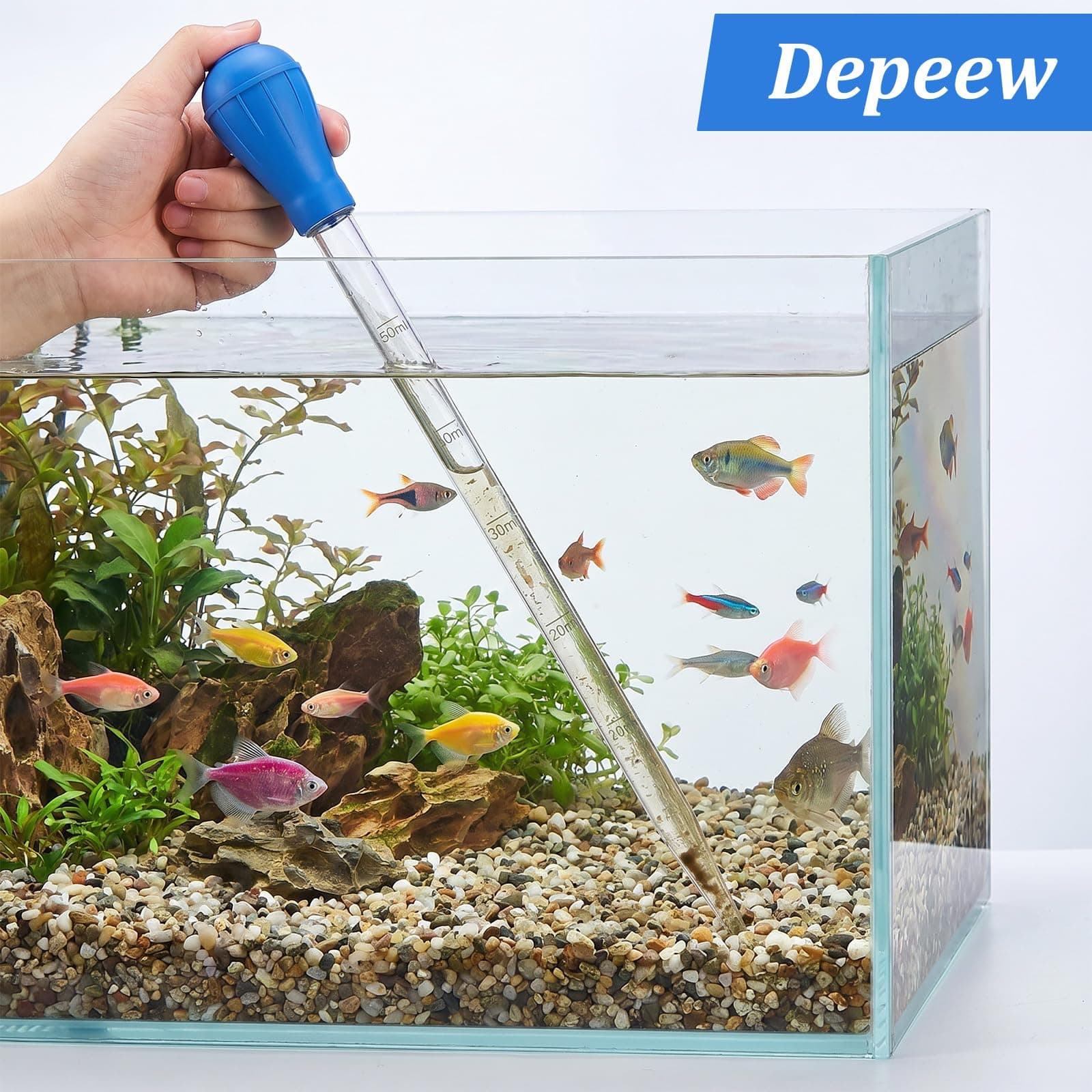 27.7in Extra Long Turkey Baster For Aquarium 50ml Baster Syringe Aquarium Water Changer Siphon For Fish Tank Cleaning Waste Remover, Gravel Cleaning Straw