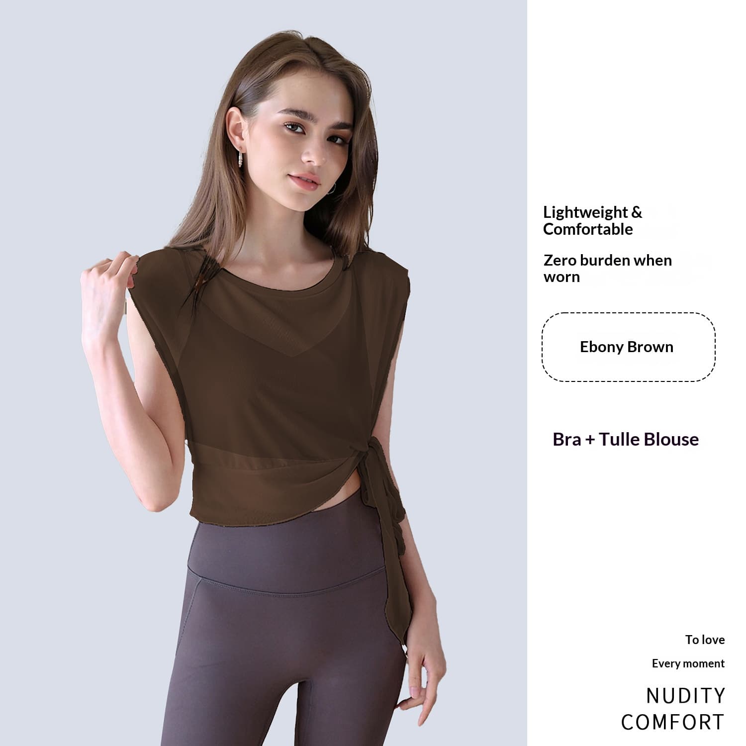 New Summer 2-Piece Yoga Outfit, Sports Short Sleeve Top With Built-in Bra Pads, Elegant Mesh Pilates Fitness Top