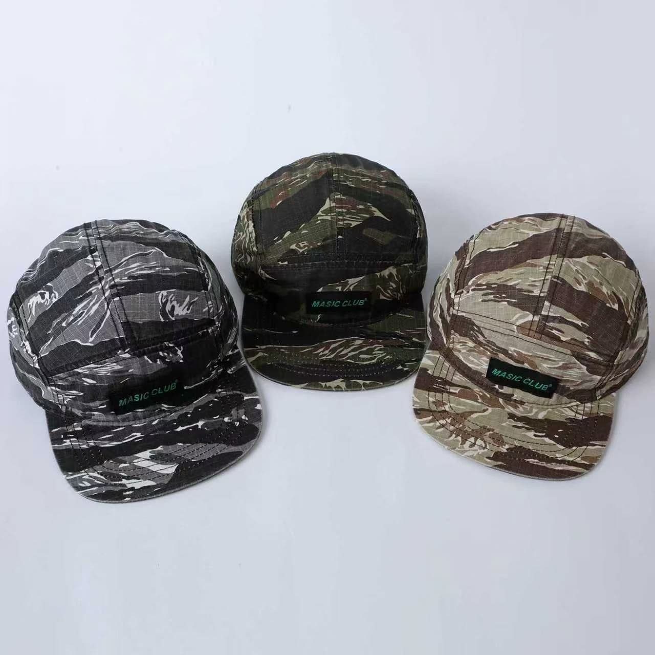 Checkered Camouflage Letter Logo Five-panel Camping Hat - Quick-drying Tear-resistant Flat Brim Workwear Street Sun Protection Hat