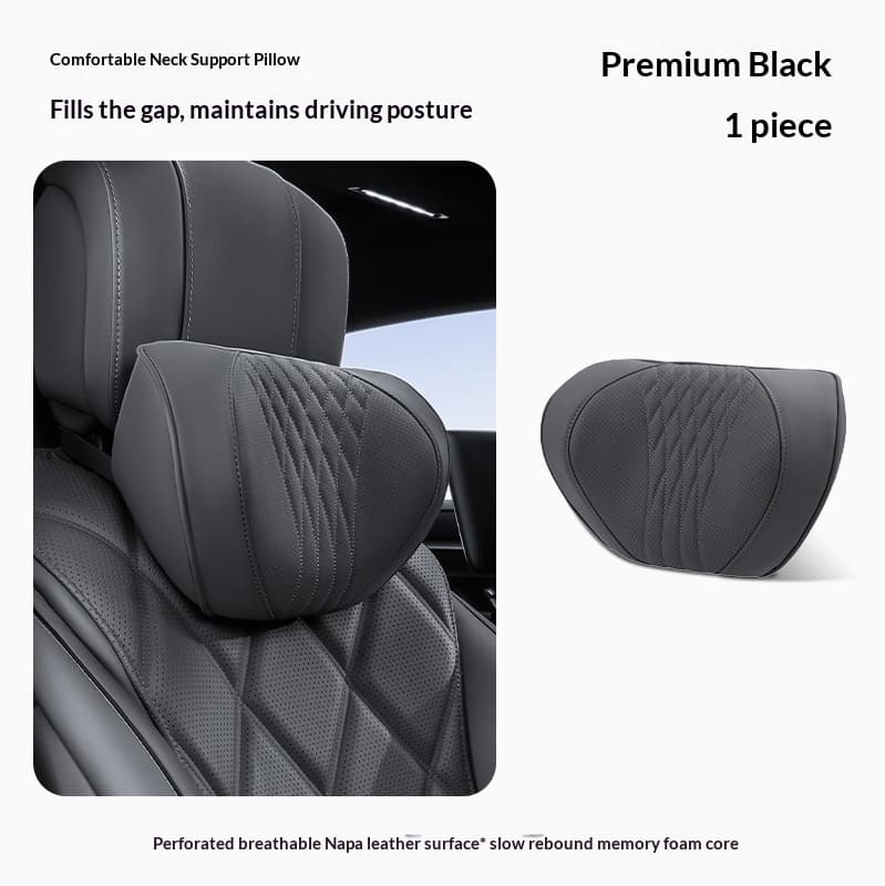 Summer Breathable Memory Foam Car Headrest & Lumbar Support, Leather, Neck Protection Pillow