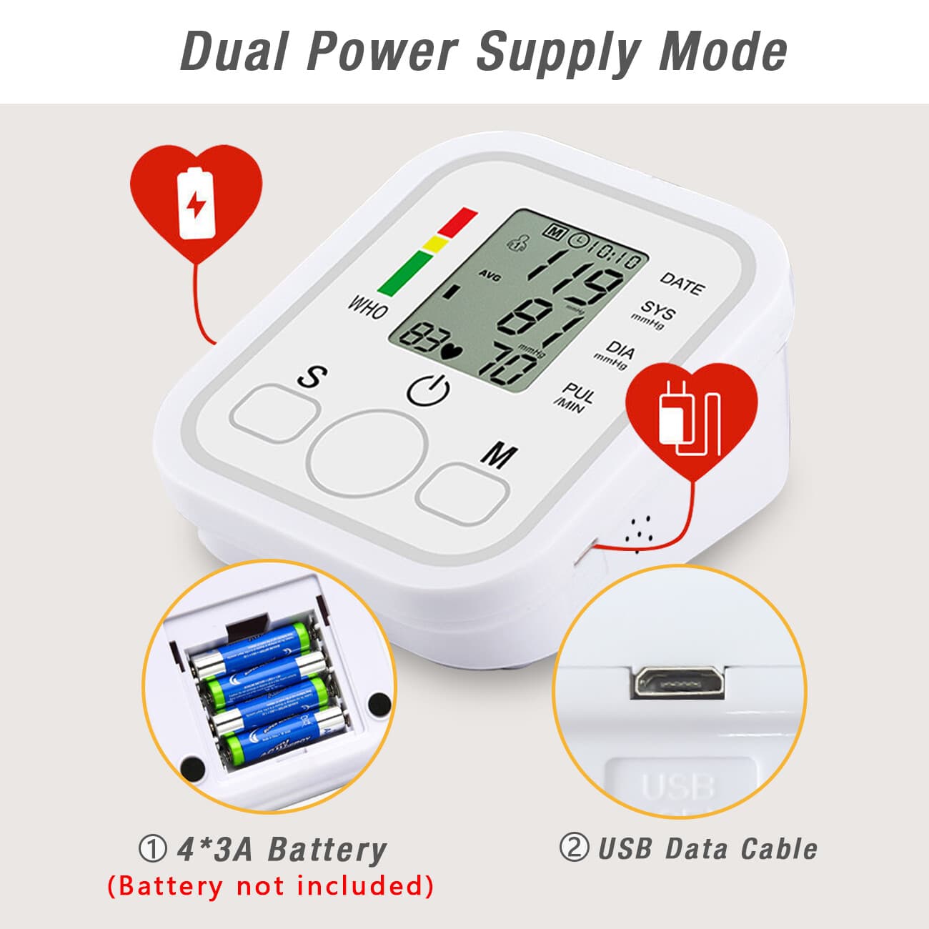 Automatic Digital Blood Pressure Monitor Upper Arm Machine Pulse Meter Cuff LCD