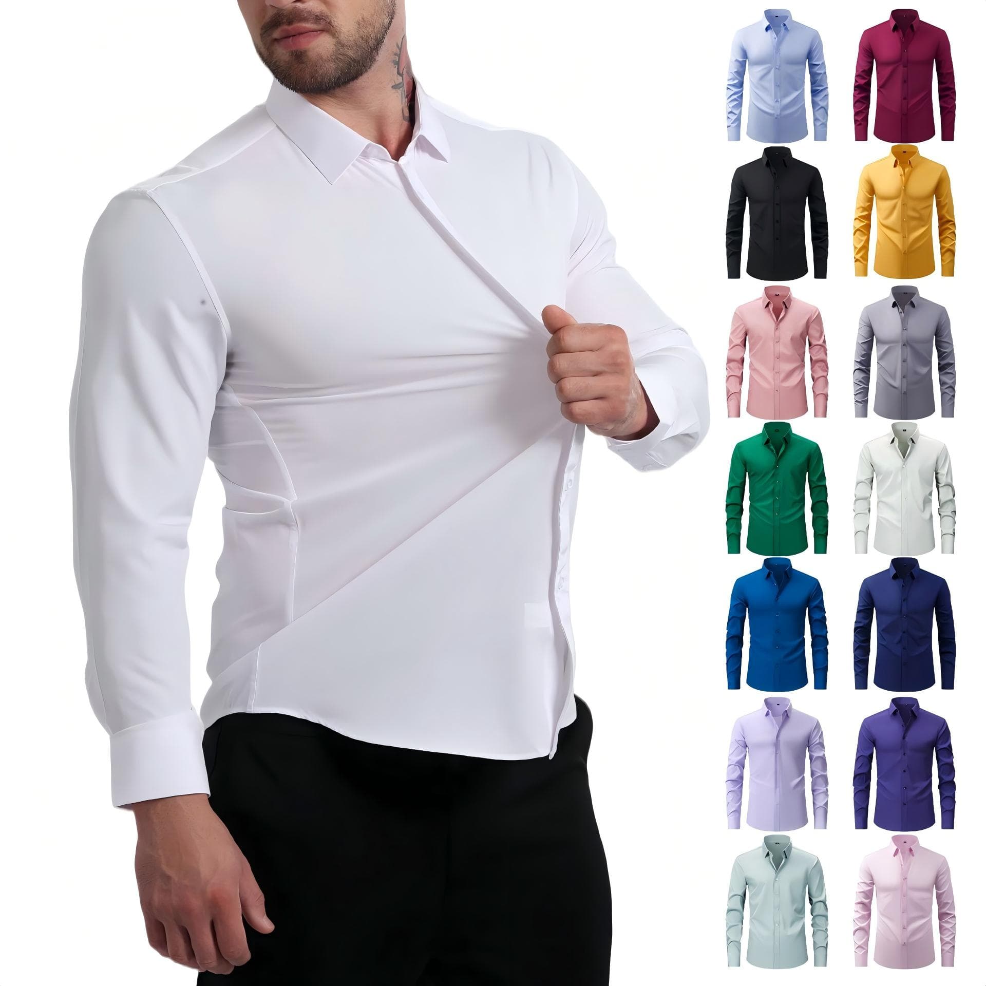 Jiana Cross-border 4-way Stretch Shirt For Men, Wrinkle-resistant, Non-iron, Thin Simple Business Menswear For Foreign Trade