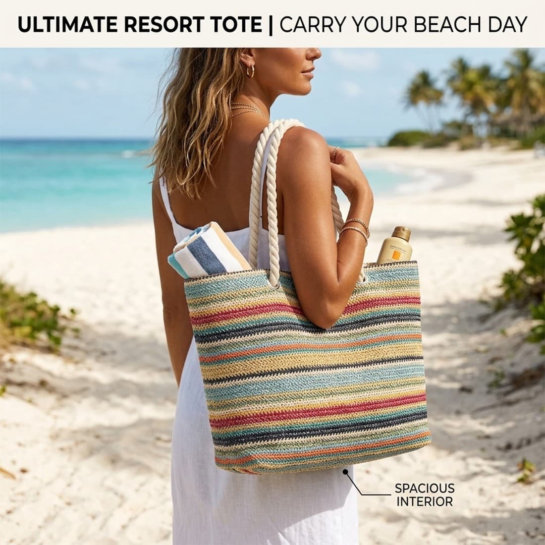 Women Handbag Shoulder BagsNew Summer Large-Capacity Rainbow Shoulder & Tote Bag