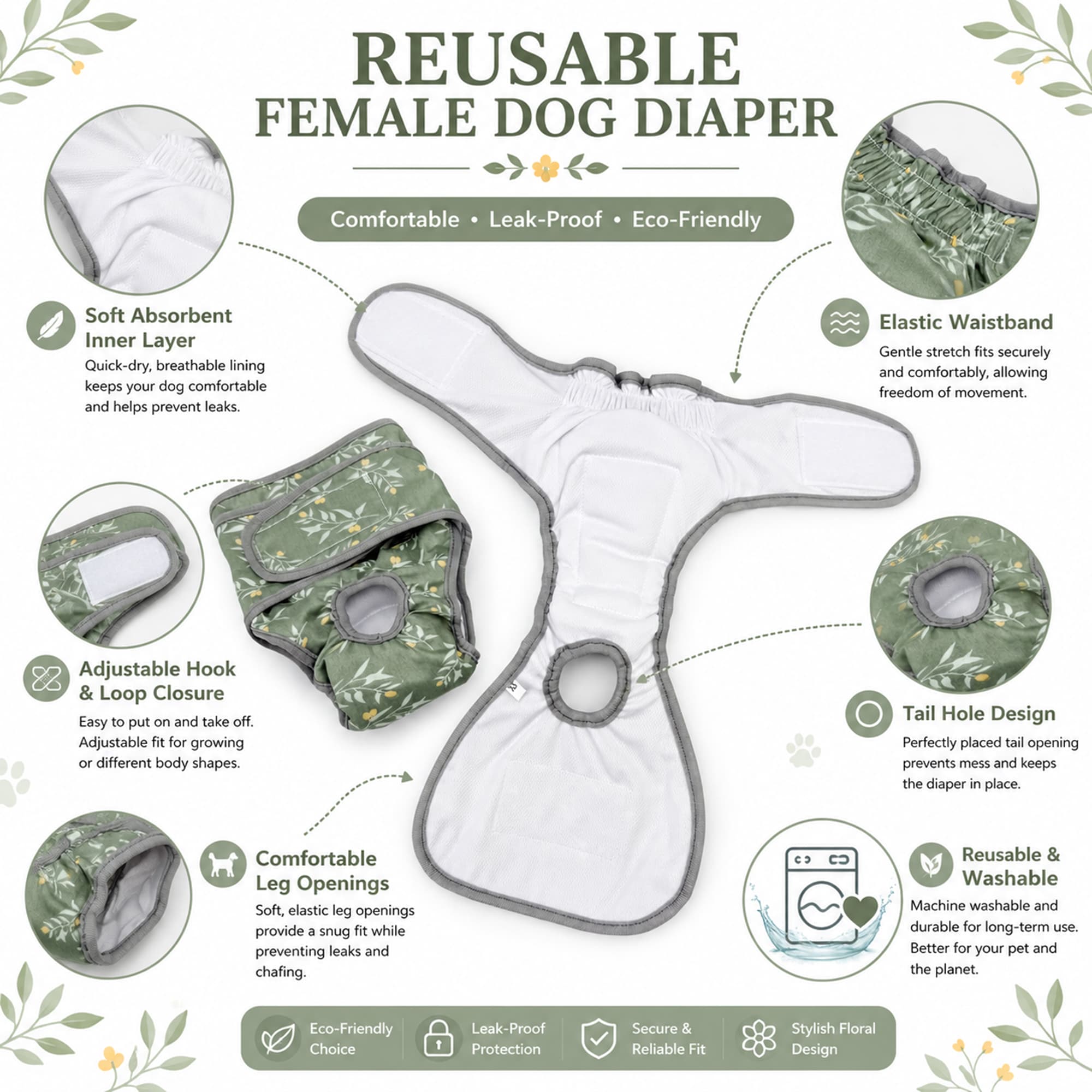 Leak Proof Dog Belly Strap Is An Adjustable Pet Diaper Suitable For Male Dogs