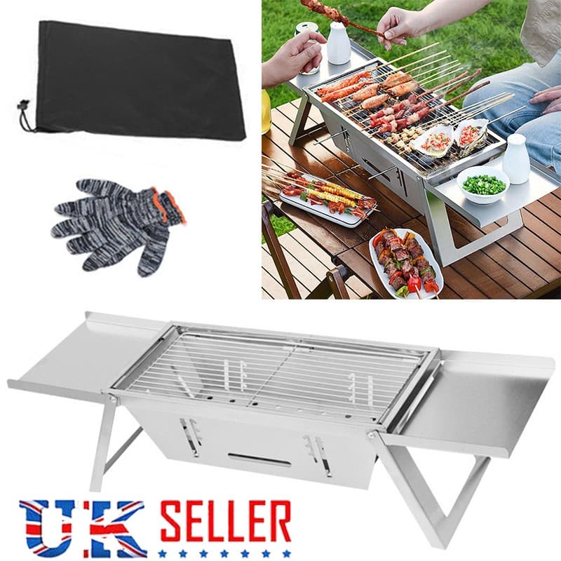 Portable Folding Charcoal BBQ Grill Stainless Steel Grill For Camping & Travel