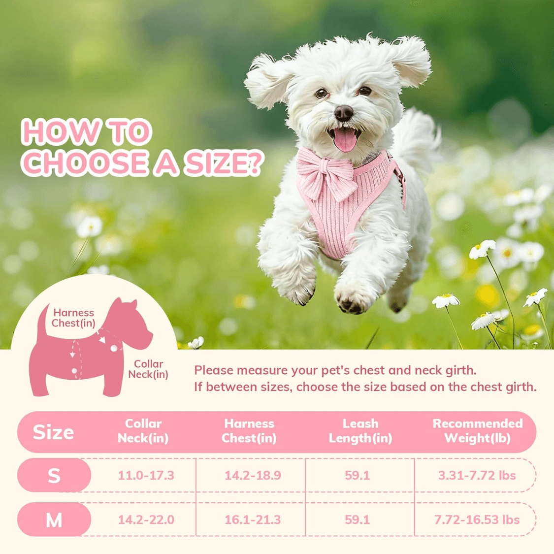 Small Dog Collar Harness And Leash Set, Dog Harness No Pull With Bowtie, Breathable Cotton Adjustable Pet Puppy