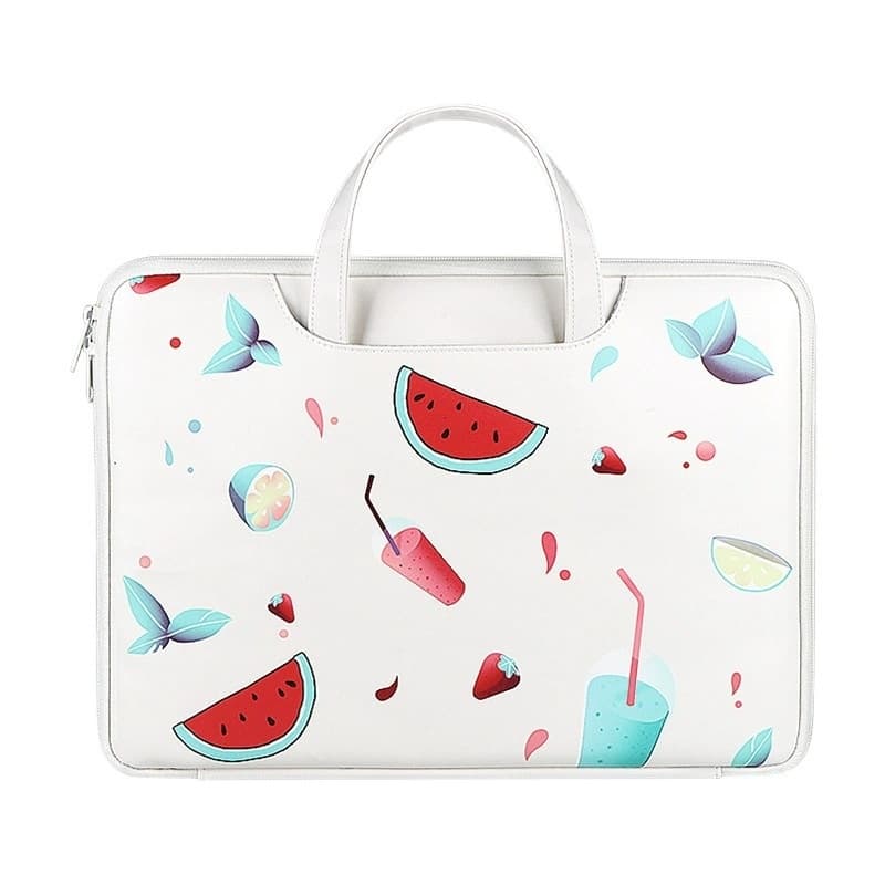 Watermelon Patterned Notebook Laptop Bag With 13 Inch Shock-absorbing Storage Compartment For Both Men And Women - Ivory White