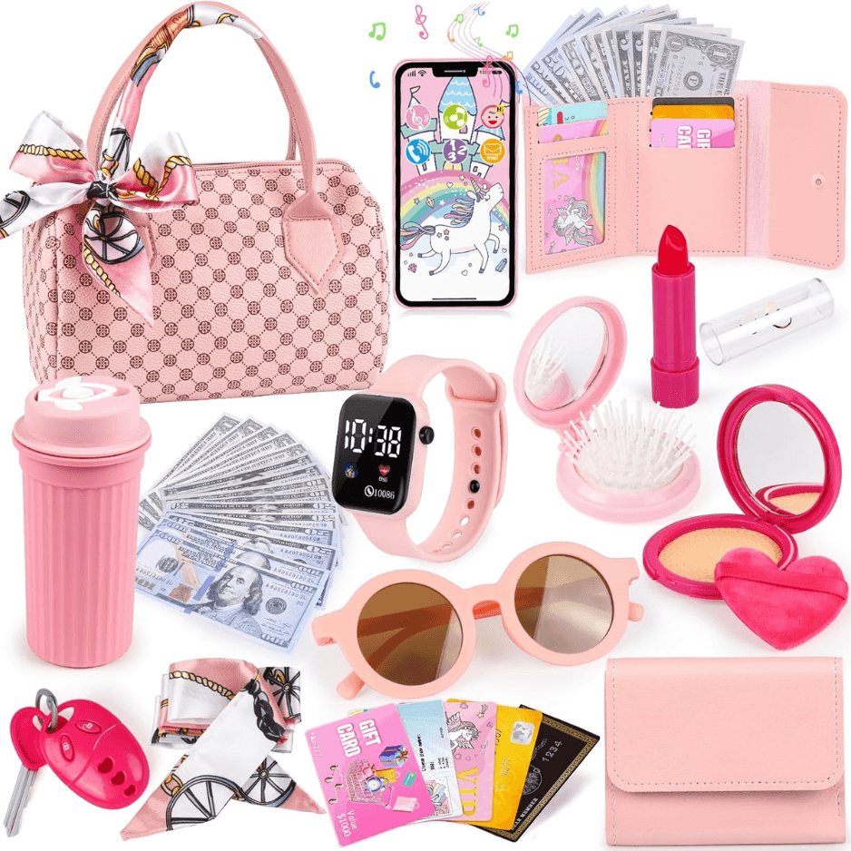 Play Purse With Watch & Phone, Pretend Play Set For Girls Ages 3 To 8