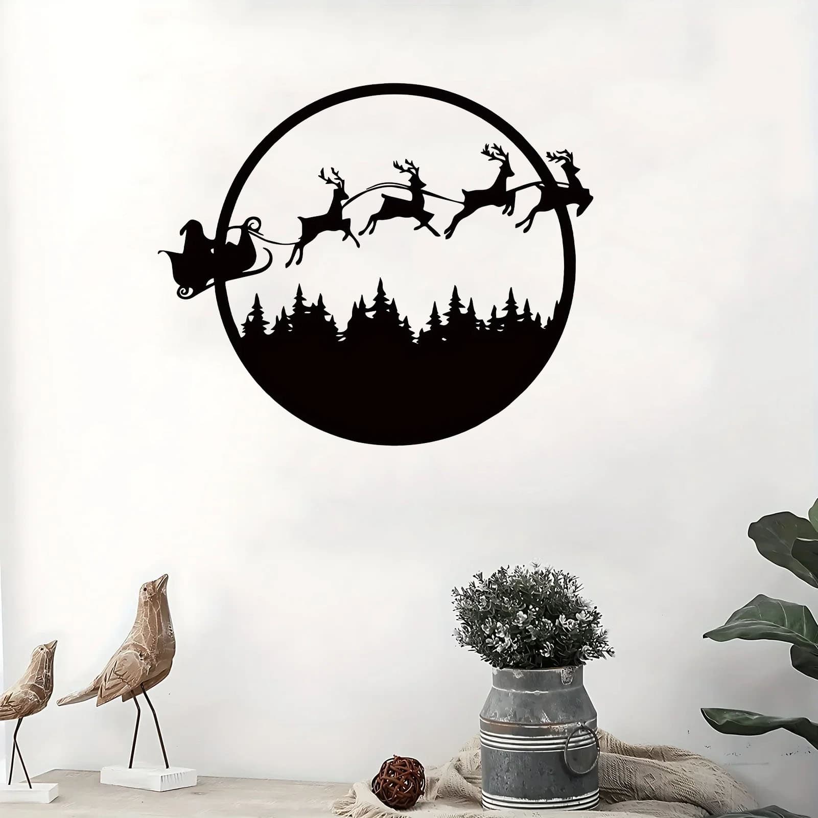 Spooky Halloween & Merry Christmas Double Sided 24 Inch Metal Wall Sign
