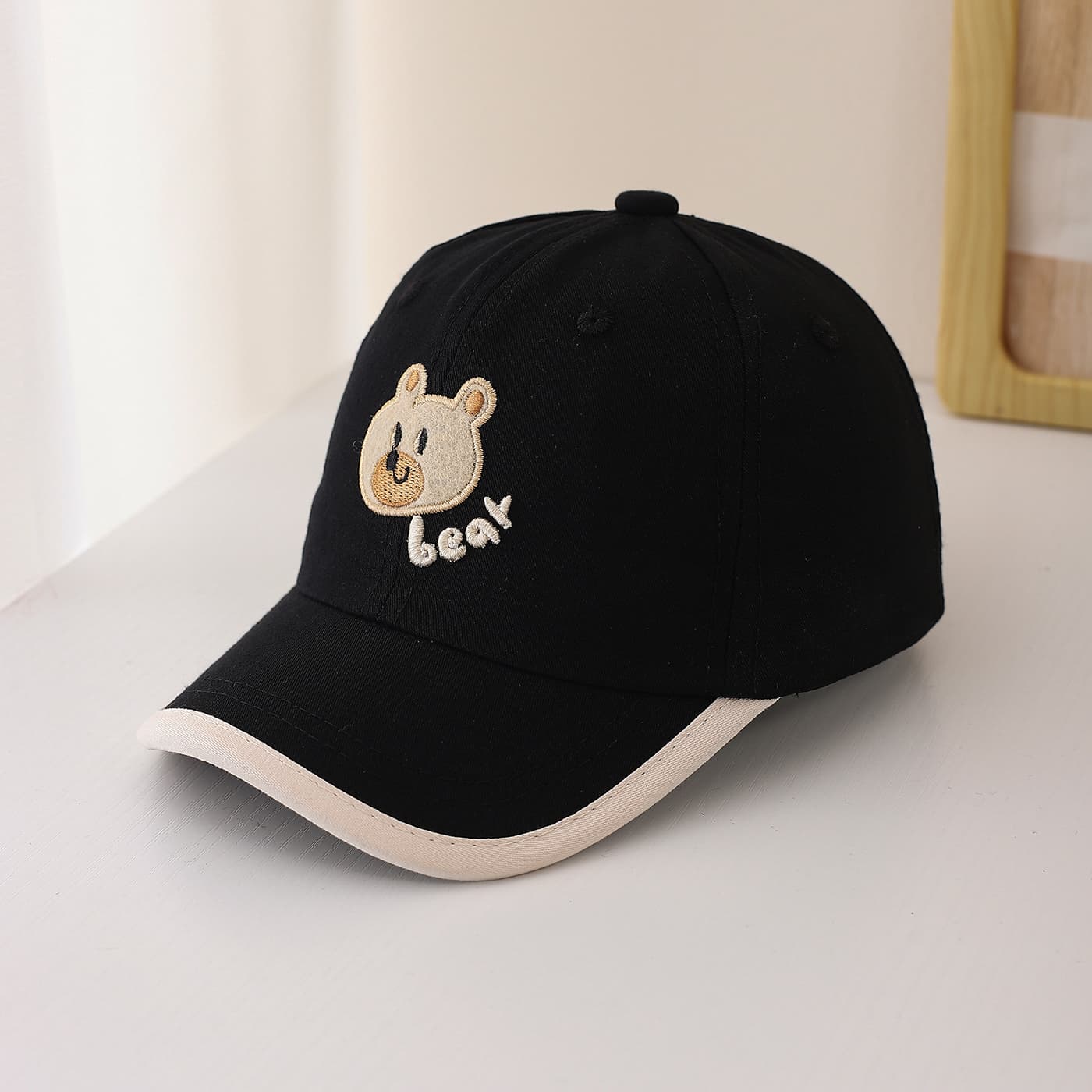 Children's Multi-color Edge-stitching Cartoon Bear Letter Embroidery Adjustable Cute And Versatile Baseball Cap Suitable For Going Out For Shopping