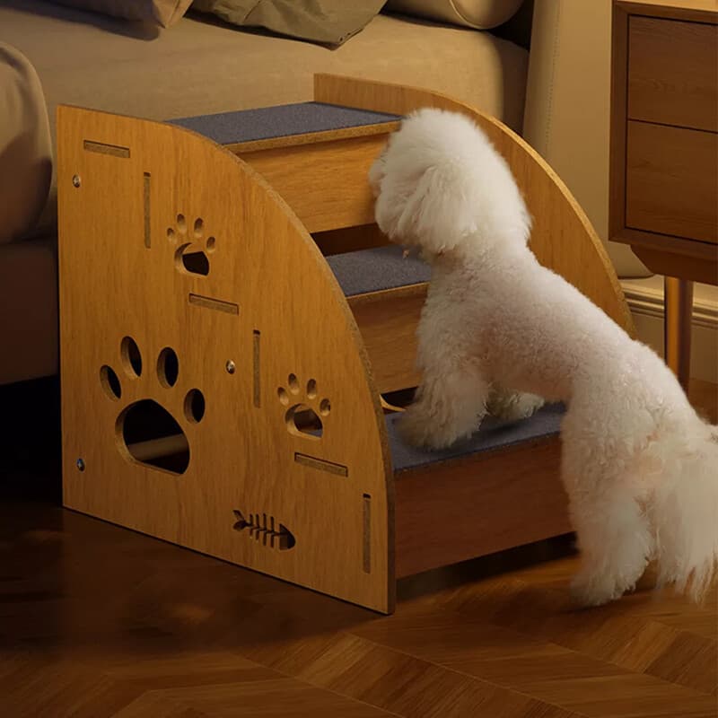 3 Steps Pet Ramp Wooden Dog Steps Stairs Cat Detachable Ladder For Bed Sofa W
