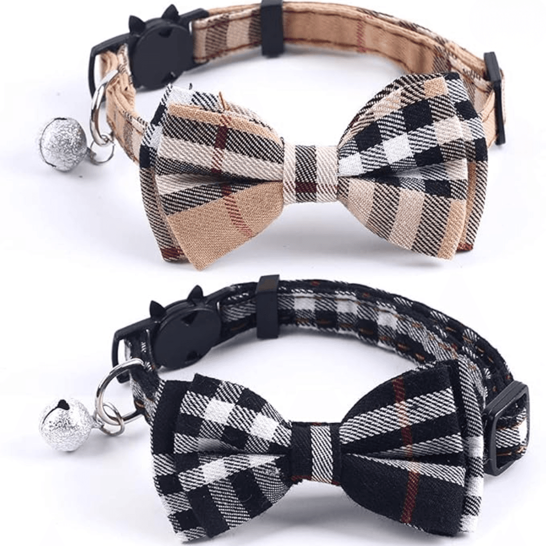 Cat Collars Breakaway With Cute Bow Bell 2 Pack Kitten Collar Plaid Cat Collar With Removable Bowtie Cat Collar For Cats Kittens