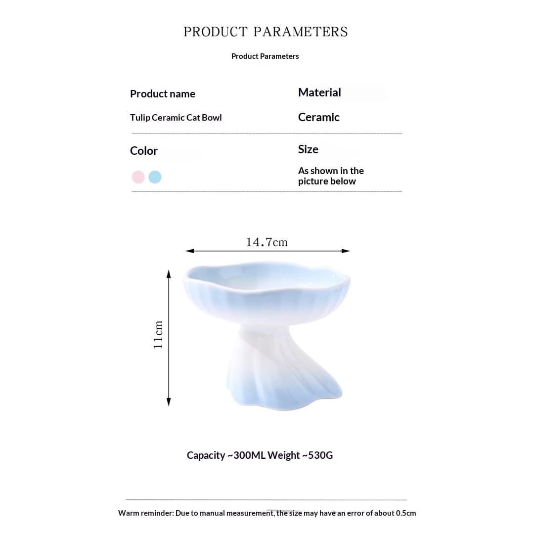 Dress-Shaped Gradient Ceramic Elevated Pet Water & Food Bowl For Cats & Dogs