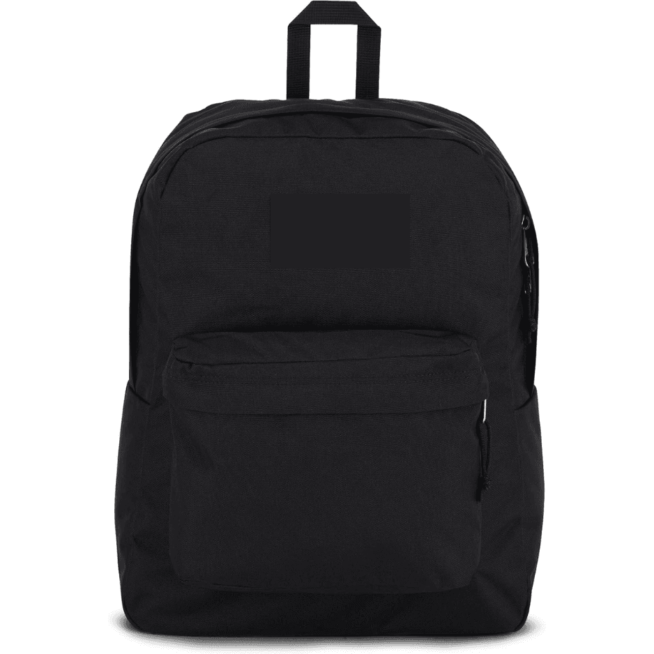 SuperBreak One Backpack, Lightweight Durable Bookbag With Main Compartment & Front Organizer Pocket, Black