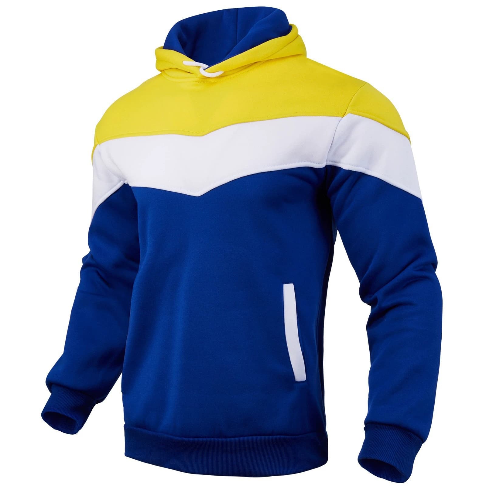 Men's Fleece Spliced Hoodie, Autumn Winter Trendy Casual Sports Sweatshirt Coat