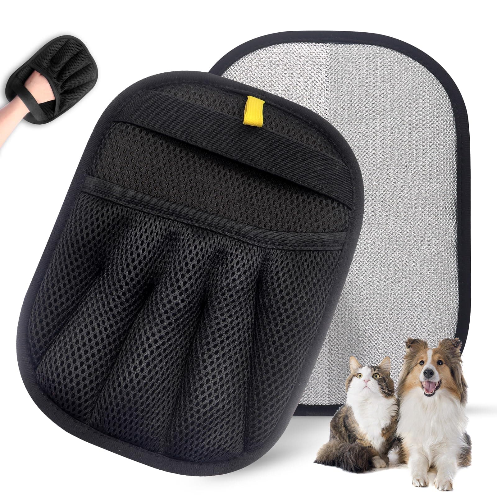 Upgraded Pet Hair Removal Gloves With Snug Elastic Wrist - Electrostatic Five-Finger Reusable Fur Remover For Cats & Dogs, Effortless Cleaning Tool For Couch, Carpet, Clothing & Car Seats