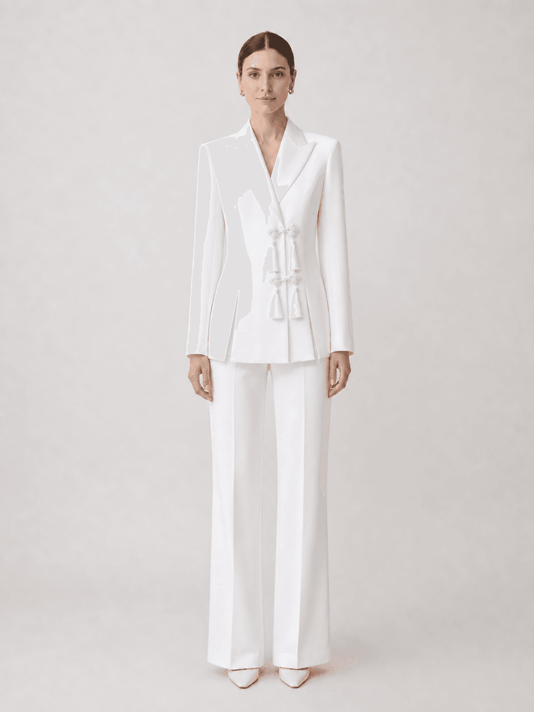 Women Blazers Suit Set With Chinese Knot Tassel