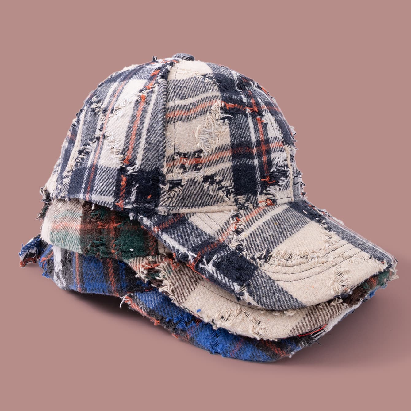 Cross-border Fashion Multi-color Patched Checkered Baseball Cap With Distressed And Brushed Finish - A Color-matched Hat For Daily Outings And Casual Wear