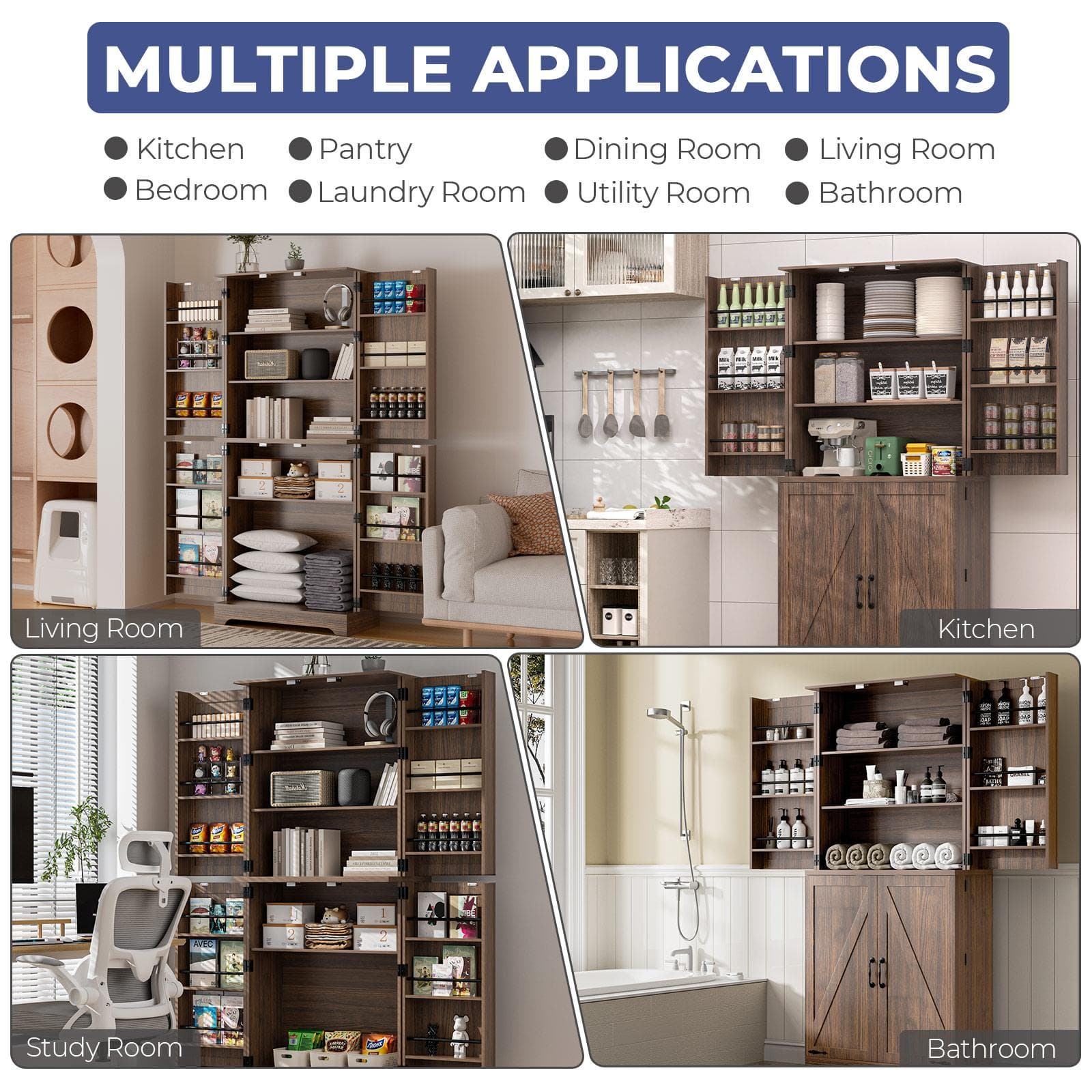Kitchen Storage Farmhouse Storage Cabinet 47' Kitchen Pantry