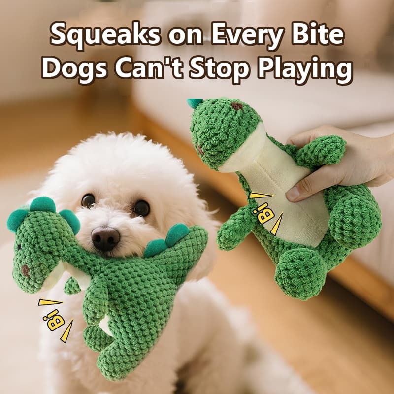 Dog Squeaky Plush Dinosaur Toy For Toy Poodles & Small Breeds, Soft Stuffed Chew Toy With Squeaker, Interactive Plushie For Puppy & Cat, Machine Washable, Boredom Relief Toy