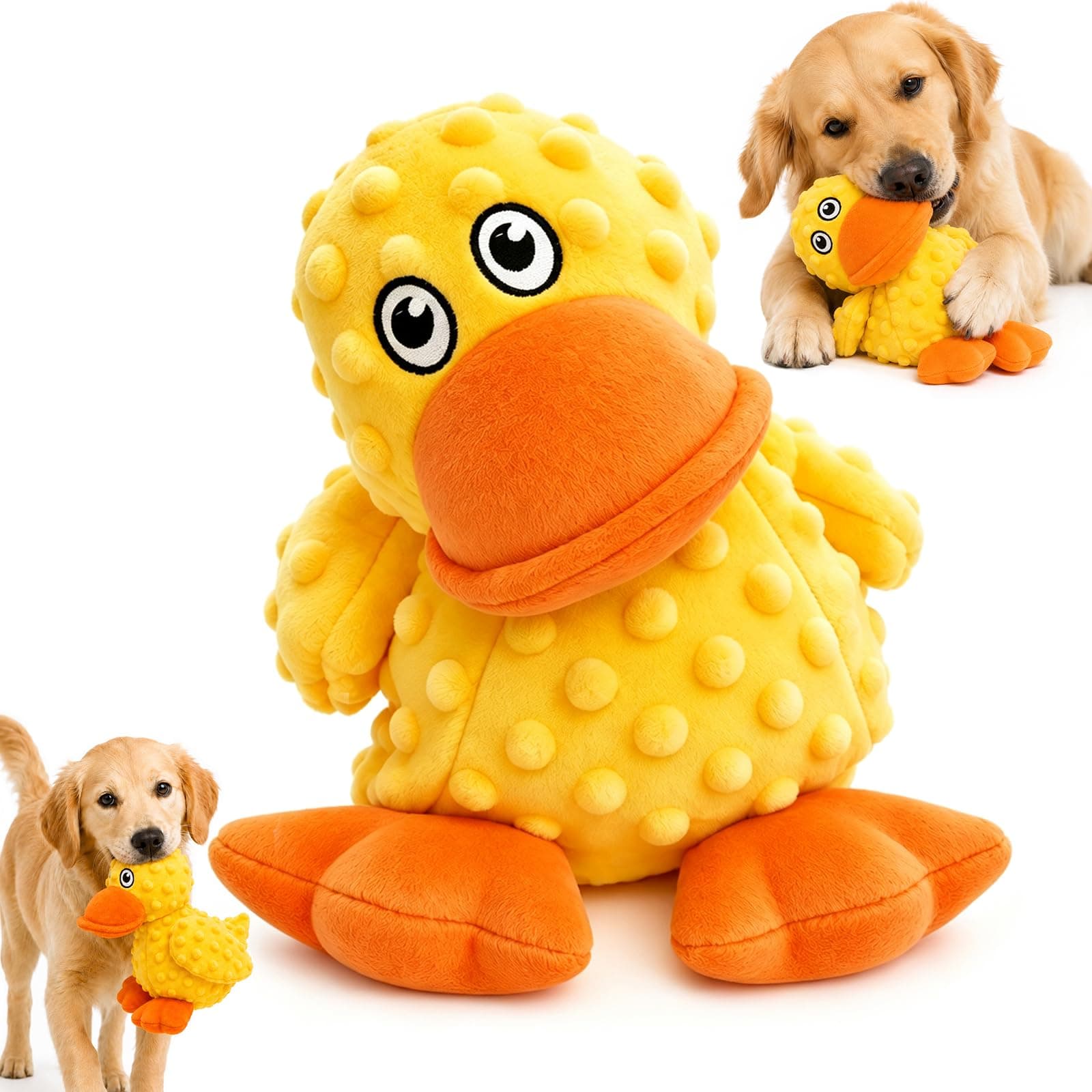 Durable Squeaky Plush Dog Toy, Chew Guard Stuffed Chew Toys For Aggressive Chewers, No Stuffing Soft Puppy Toys For Large Medium Dogs