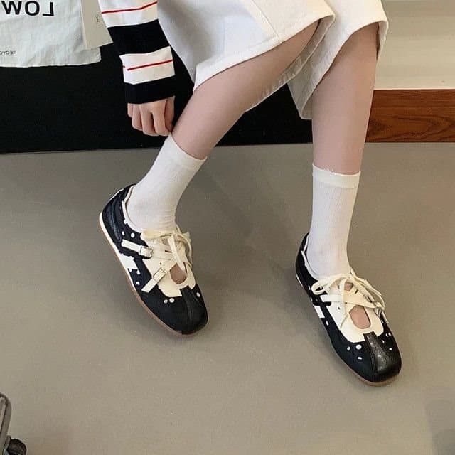 Women's Bestselling Hidden Heel Black Polka Dot Ballet Mary Jane Shoes, 2026 New Spring Summer Soft Sole Shallow Mouth Flats