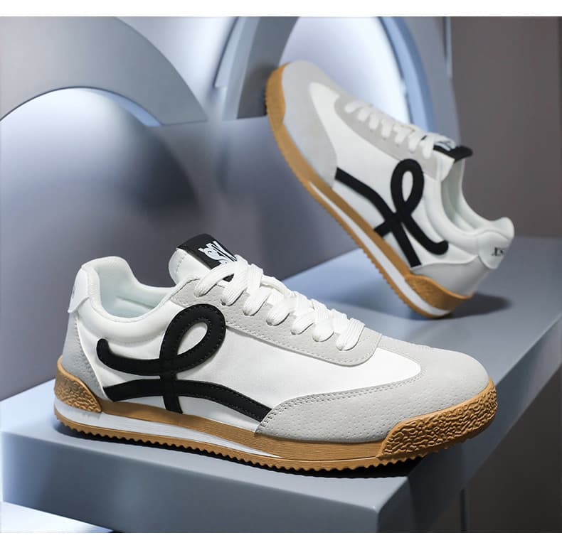 Men's Cortez Sneakers, Autumn Athletic Running Shoes For Teens, Casual White Trendy Chunky Dad Shoes With Soft Wrapped Soles