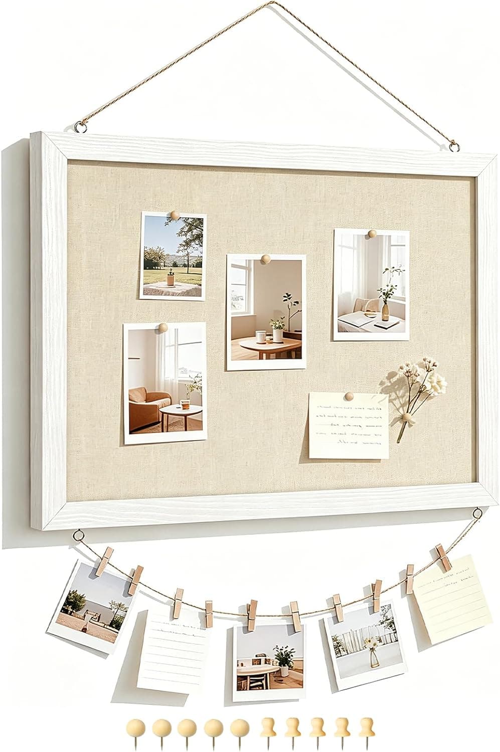 Double-Sided Bulletin Board With Linen, 16 X 12 Inch Cork Board, Reversible Memo Display Board For Home, Office & School