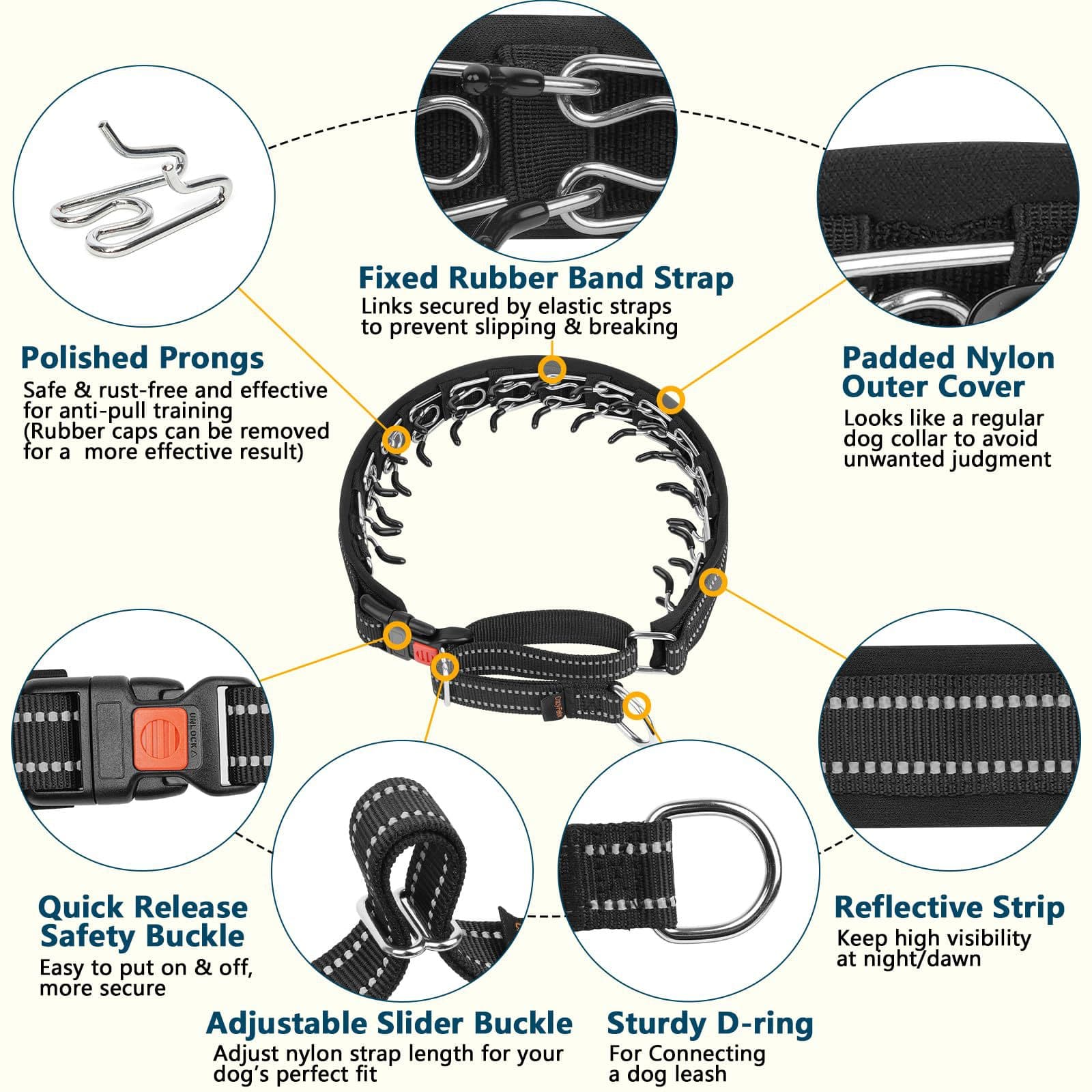 No Pull Martingale Collar For Large Medium Small Dogs To Train Walking Collar With Buckle Anti Pull, Fit Pitbull German Shepherd Doberman, Reflective