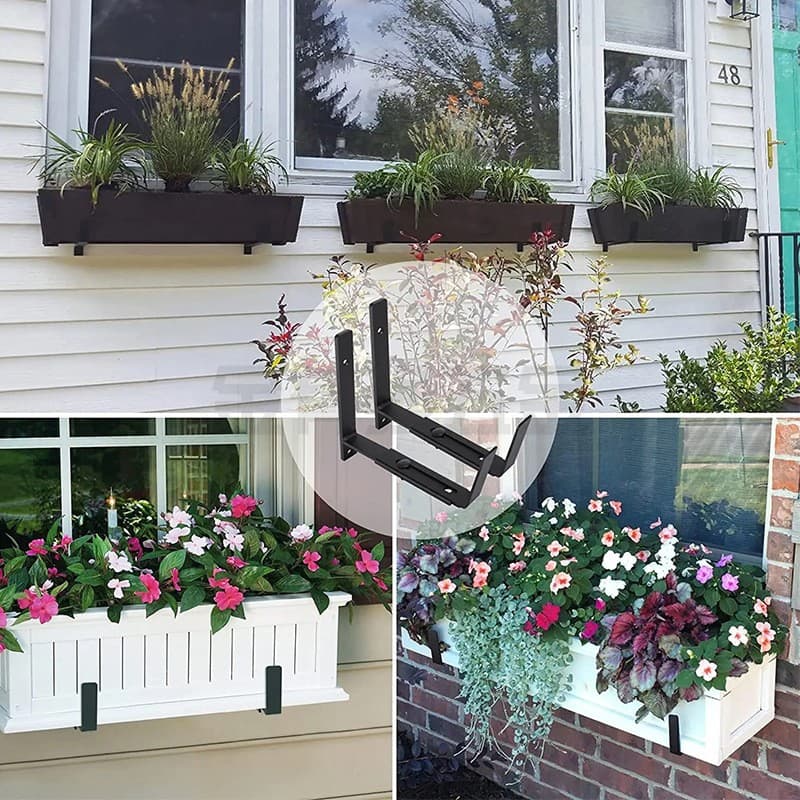 4 PCS Adjustable Window Planter Box Brackets Universal Window Box Holder