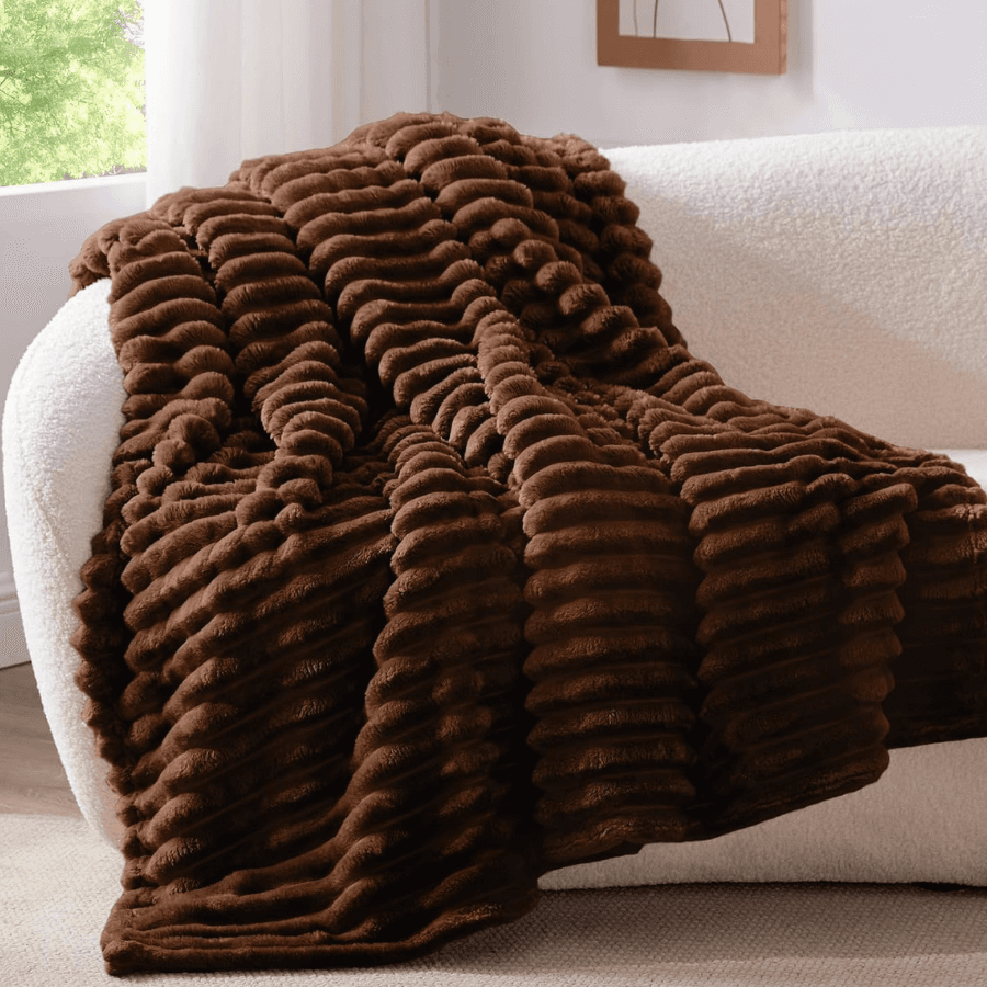 Chocolate Brown Fleece Throw Blankets, Soft Decor For Bed, 50x60