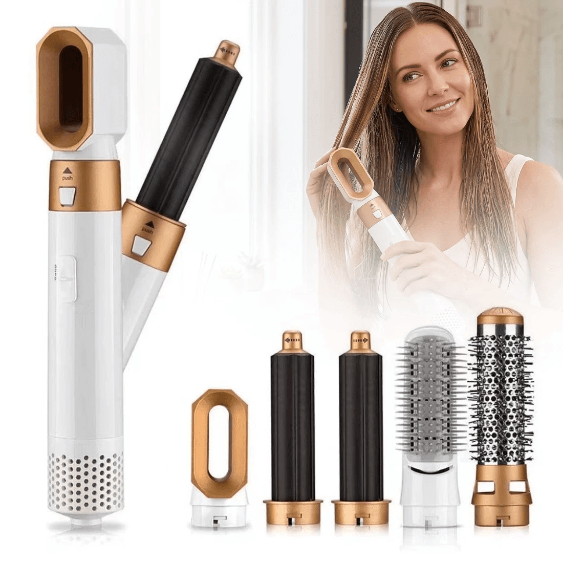 5 In 1 Professional Hair Curler Dryer Styler Curler Straightener Hot Air Brush